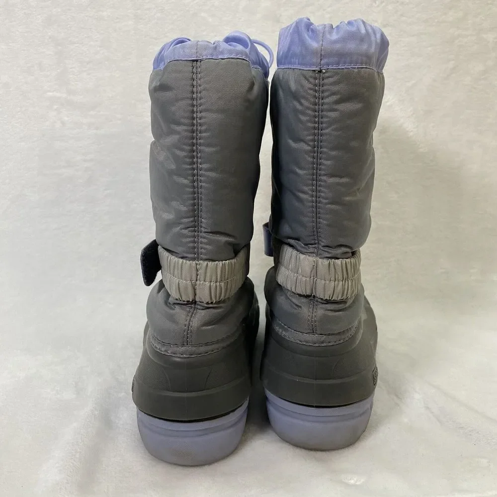 Sorel Flurry Snow Boots Youth Size 6 Purple & Gray Grill Heatwave‎ Shoes